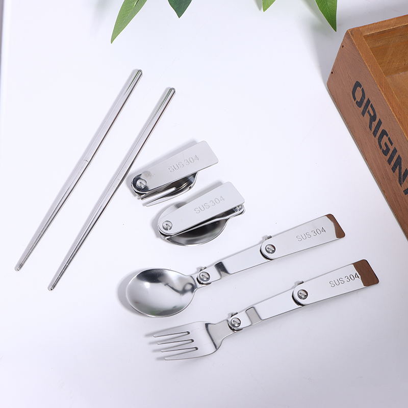 Bamboo Cutlery Travel - Colher, garfo e pauzinhos de aço