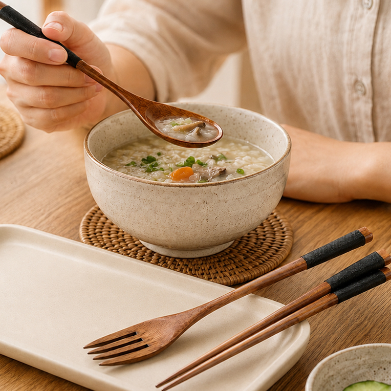 Bamboo Cutlery Travel - Conjunto de Talheres de Madeira Natural